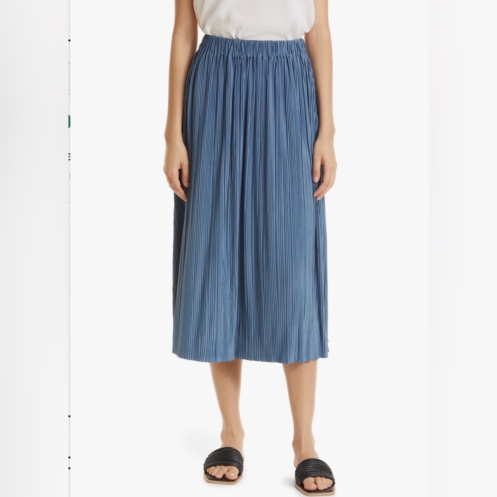 Samsoe China Blue Uma Pleated Midi Skirt, Size Large, NWOT